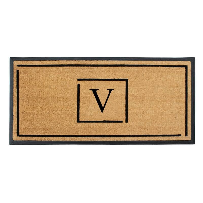 A1HC- Designer Hand-Crafted Rubber Coir Molded Double/Single Door Mat Monogrammed, Perfect and More Functional Size 24x48 Inch - 24"X48" - V