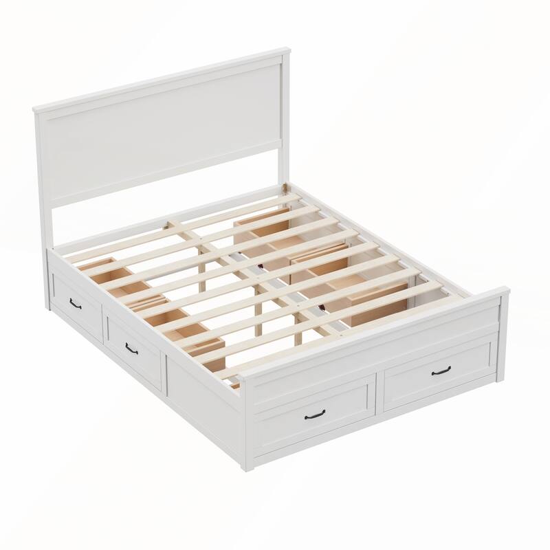 Modern Queen Size Wood Storage Bed Frame with 6 Drawers