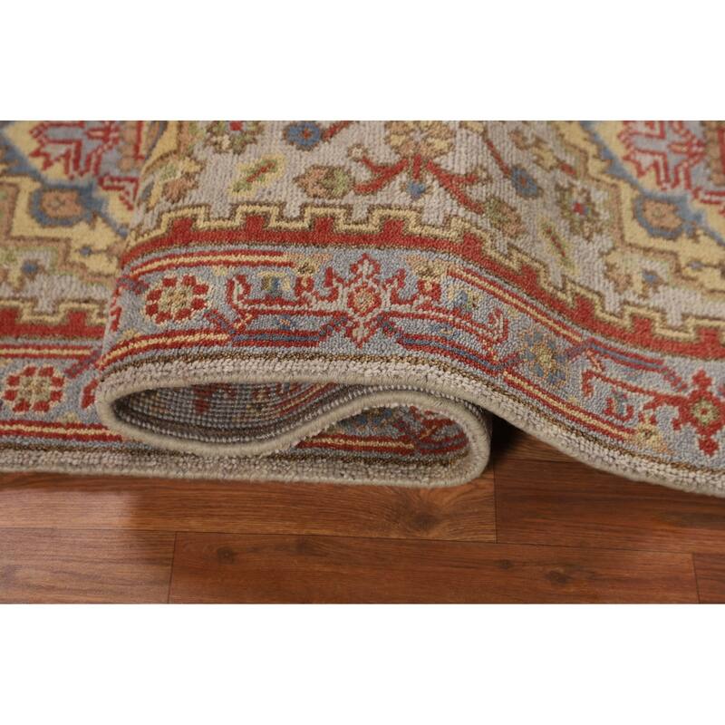 Geometric Gray Kazak Indian Runner Rug Handmade Wool Carpet - 2'6"x 7'11"