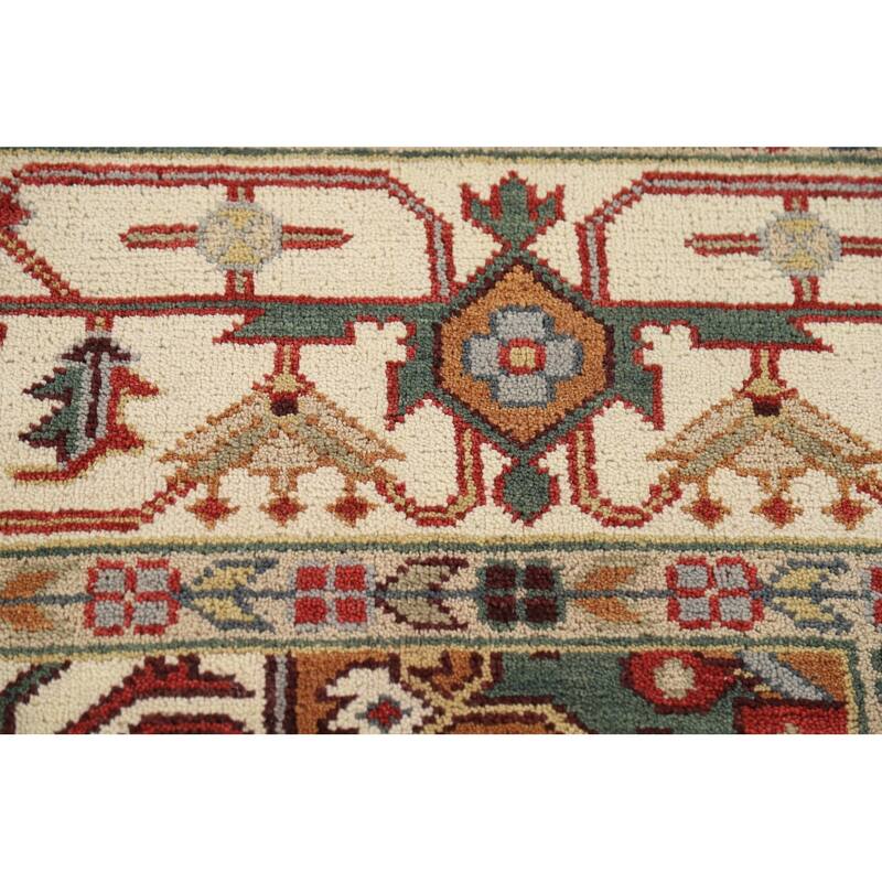 Heriz Serapi Indian Area Rug Handmade Grey Wool Carpet - 8'11" x 11'9"