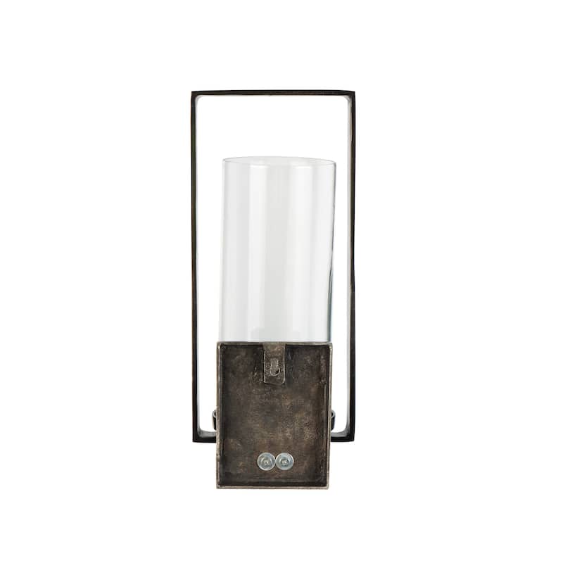 Metal Geometric Minimalistic Rectangular Wall Sconce - Black - Roche River Decor - 7"W x 7"L x 16"H