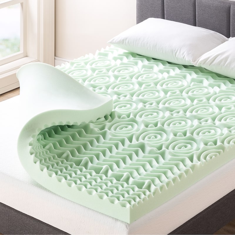 4 Inch 5-Zone Memory Foam Mattress Topper with Calming Green Tea Infusion - Twin XL