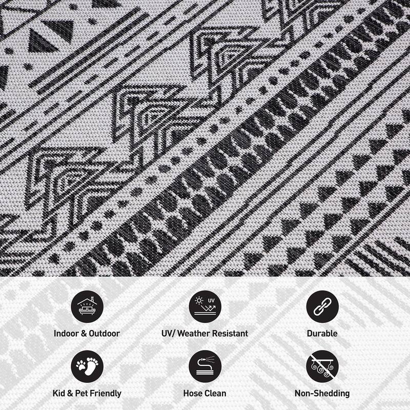 World Rug Gallery Contemporary Geometric Bohemian Textured Flat Weave Indoor/Outdoor Area Rug