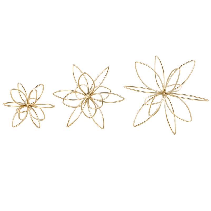 CosmoLiving by Cosmopolitan Gold Metal Handmade Floral Decorative Sculpture (Set of 3)