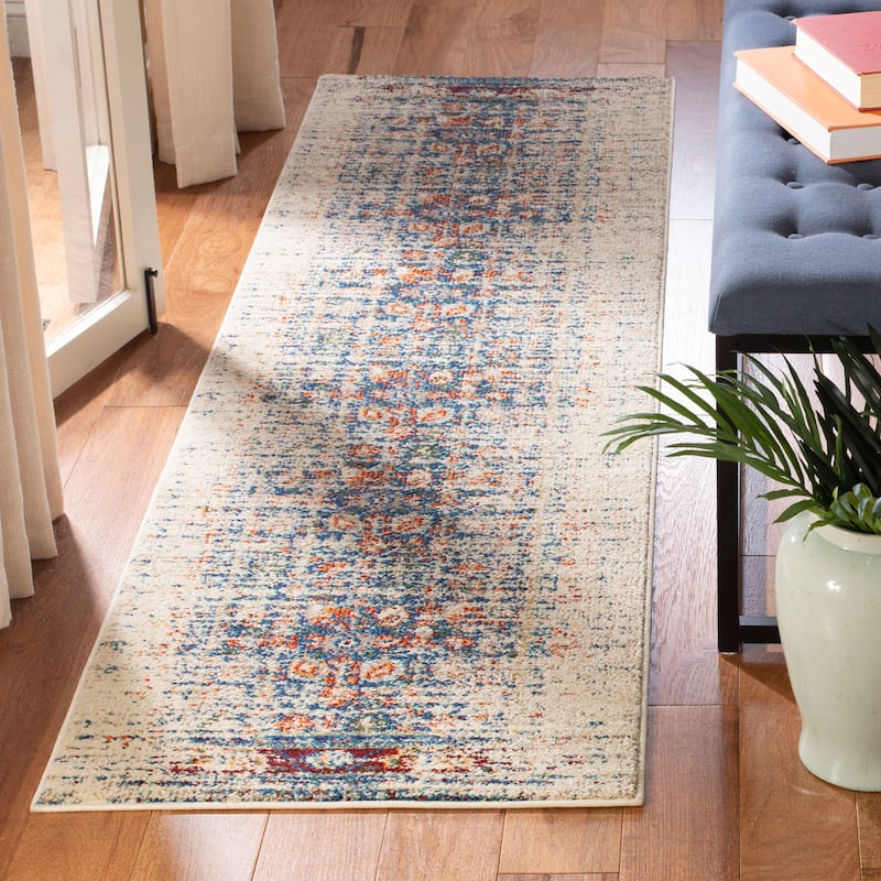 SAFAVIEH Monaco Stojana Boho Rug - 2'2" x 6' Runner - Ivory/Blue