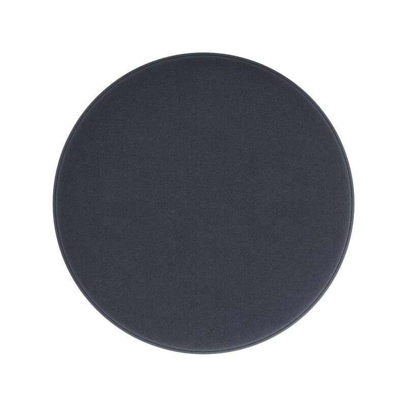 Sem Round Accent Ottoman, Royal Blue Channel Stitched Velvet 18 Inch