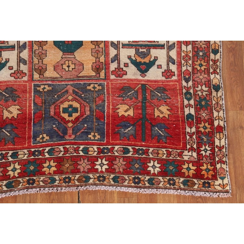 Distressed Bakhtiari Persian Vintage Rug Handmade Wool Carpet - 4'8" x 6'5"