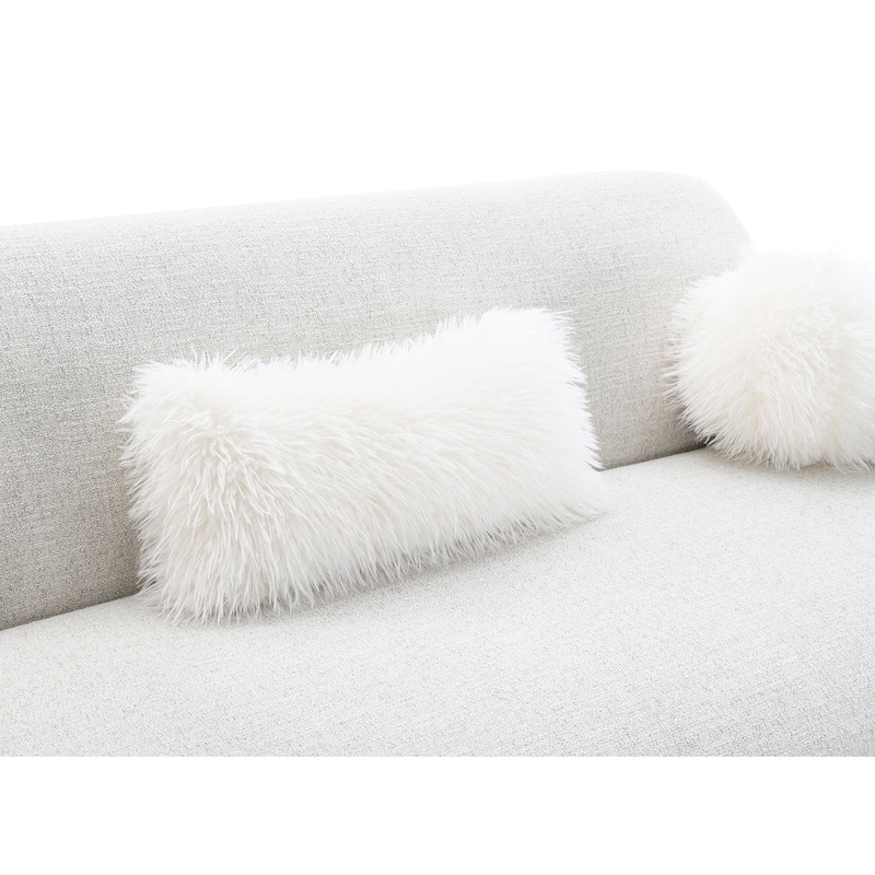 Mid Century Modern Oat Finish 1pc Sofa with Accent Pillows