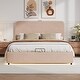 preview thumbnail 3 of 35, Upholstered Queen Hydraulic Storage Bed with RGB LED Light - Elegant Green Velvet Design