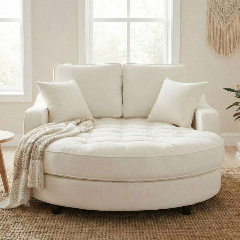 Christopher Knight Home - Modern Upholstered Chenille Fabric Sofa Bed with Tufted Seat and Detachable Pillows