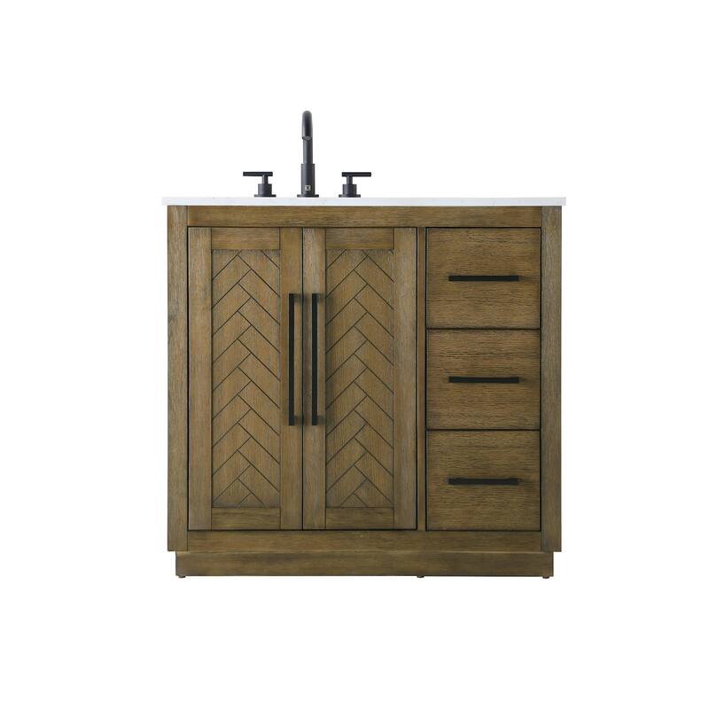 Elegant Lighting VF29036 Chase 36" Free Standing Single Basin Vanity - Hazel Oak