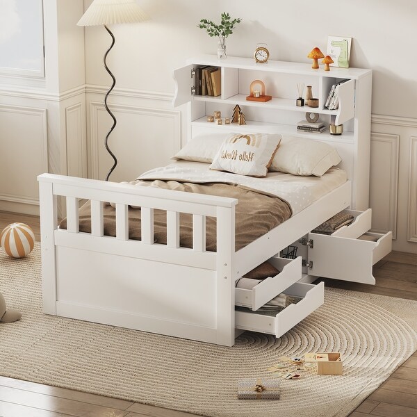 Captain Platform Bed with Storage Bookcases and Shelves 4 Drawers Bed Bath Beyond 40825189