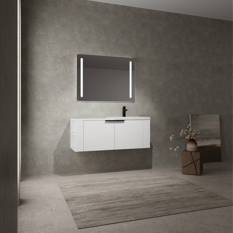 48" Oak Bathroom Vanity Sink Cabinet Set with Soft-Close Doors, Modern Bathroom Storage Solution
