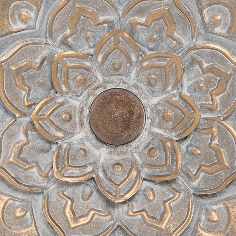 Foreside Home & Garden Small 9.25 x 9.25 inch Distressed Patina Metal Layered Flower Wall Décor
