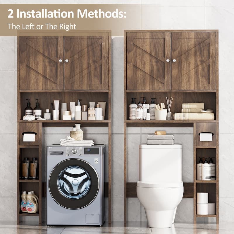 Over-The-Toilet Storage Cabinet with Side Shelves – Adjustable Bathroom Organizer