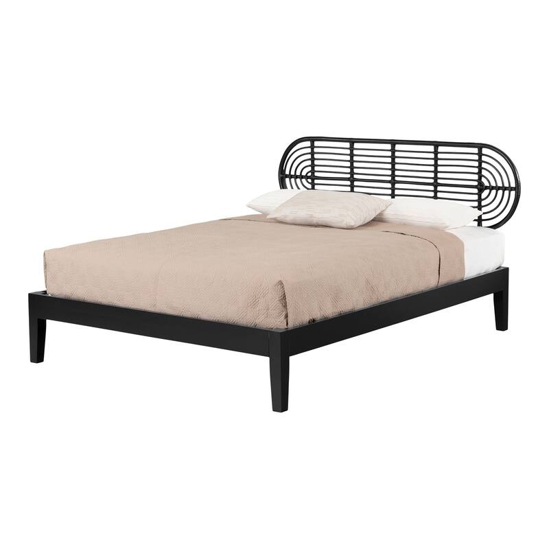 Appeal Wooden Bed with Retro Headboard - Black Hoya Design - 82.5" L x 65" W