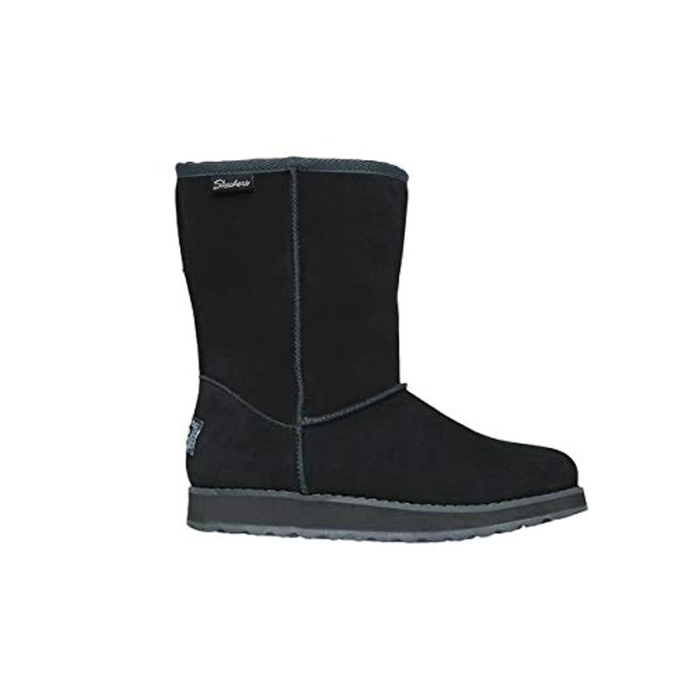 skechers black suede faux fur mid calf boots