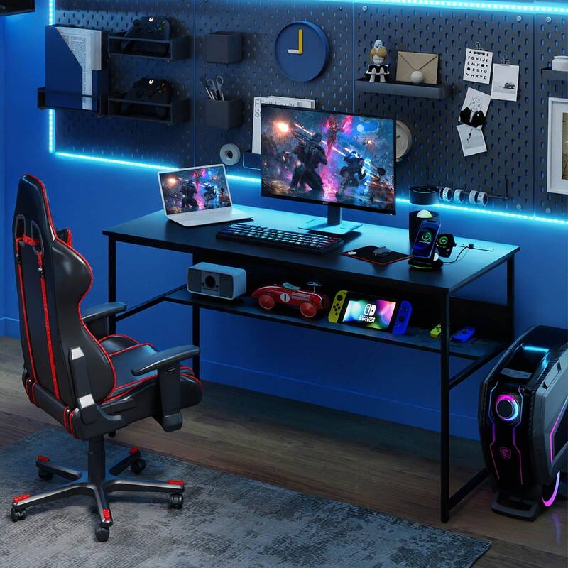 Costway 55" x 24" Computer Desk with Power Outlets & USB Ports,