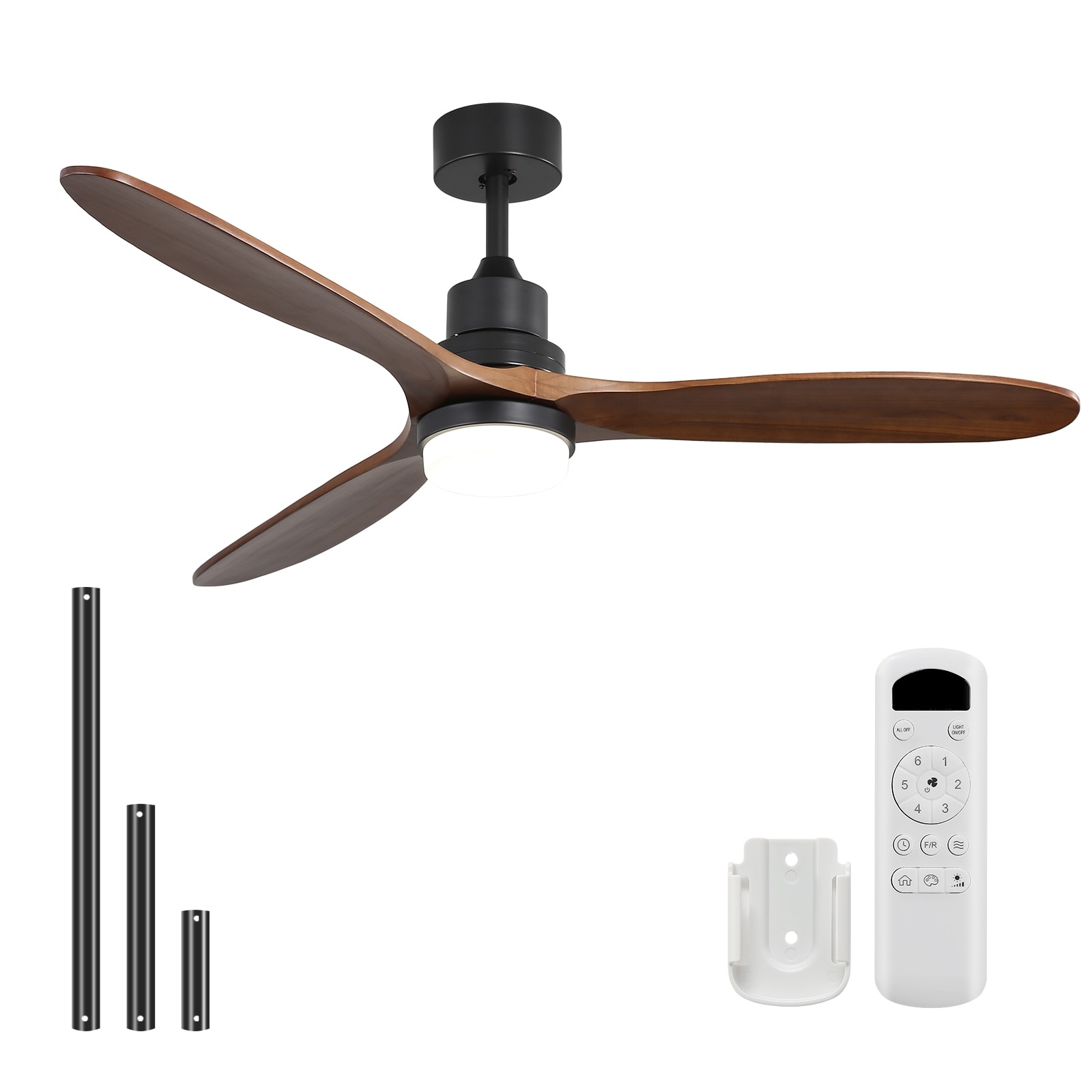 Sofucor 60 Inch Ceiling Fan with Light and Remote-3 Solid Wood Blades,Quiet DC Motor,Dimmable Tri-Color LED with Memory,Timer