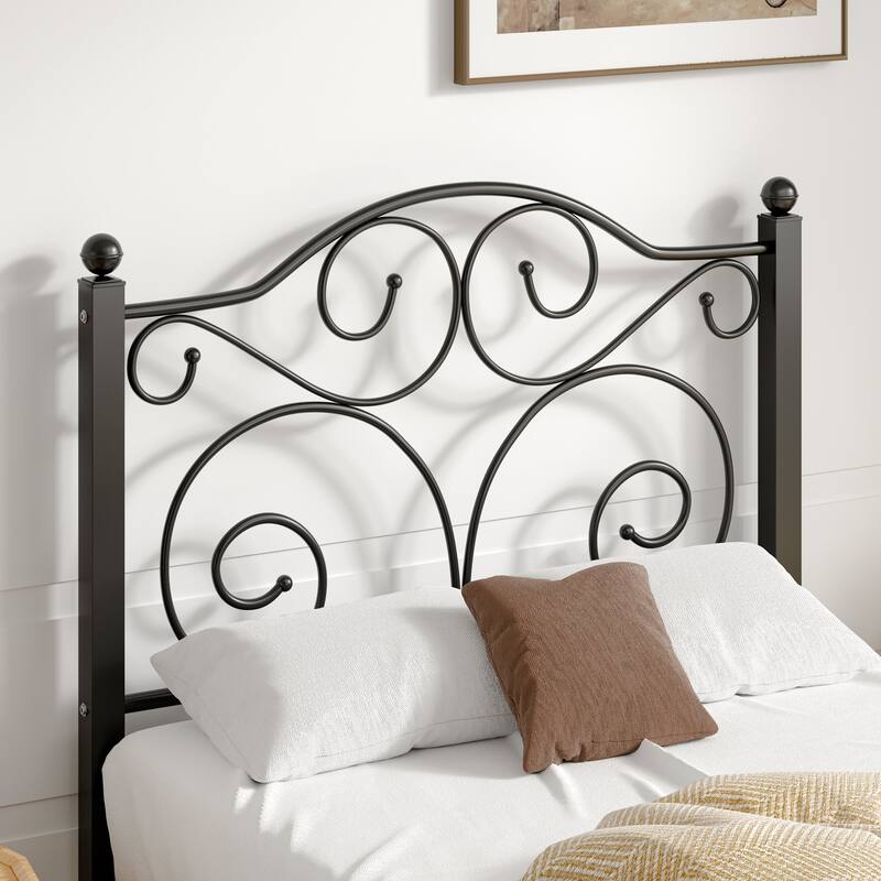 Javlergo 2-Pack Twin Size Victorian Metal Bed Frame for Kids with Headboard & Footboard No Box Spring Needed