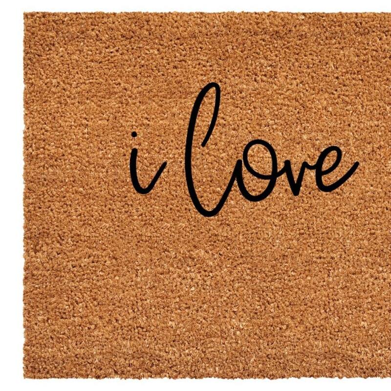 HomeRoots 30" X 48" Brown Red And Black Love You Outdoor Coir Door Mat - 30.00' X '48.00