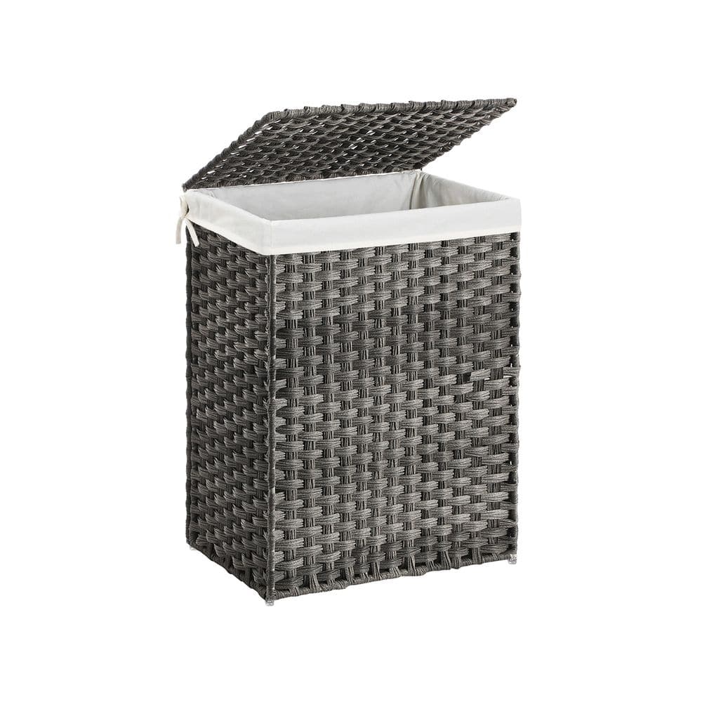 23.8 Gallon Grey Space-Saving Portable Laundry Basket with Lid and Removable Cotton Liner - 18.1“L x 13“W x 23.6“H