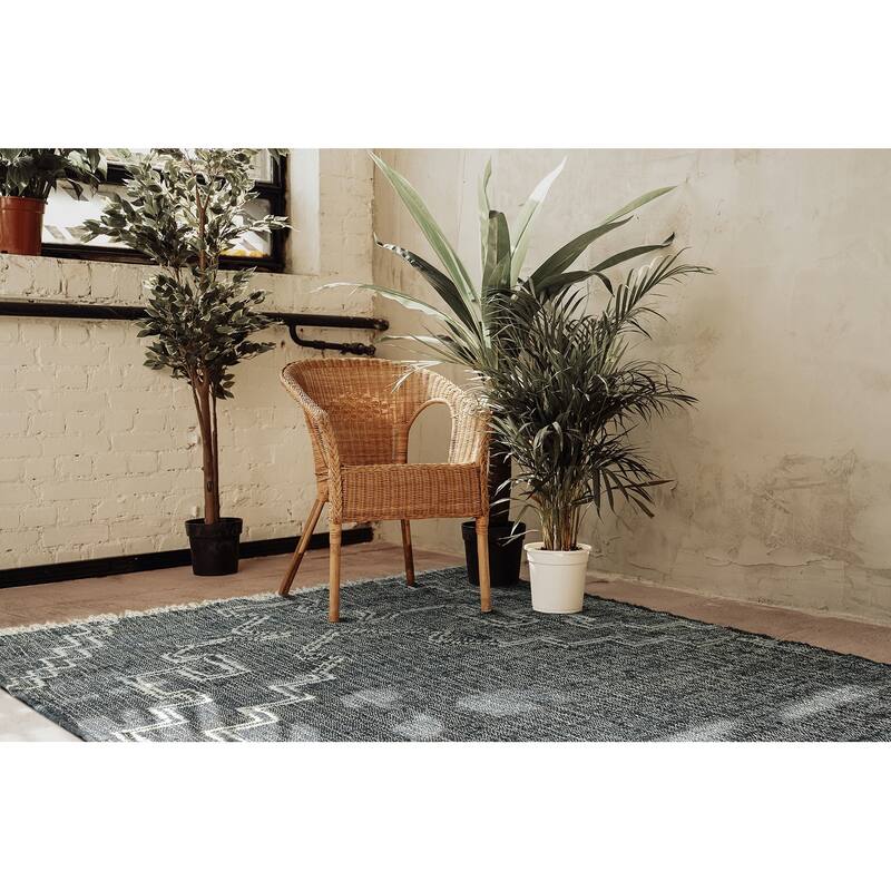 Natural Jute Black Hand-Made Indoor Area Rug