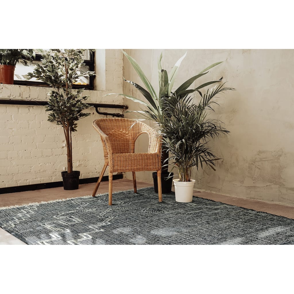 Natural Jute Black Hand-Made Indoor Area Rug