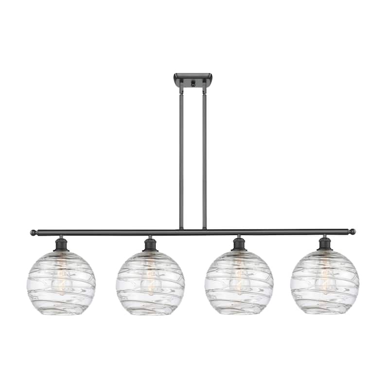 Innovations Lighting 516-4I-13-48 Athens Linear Athens 4 Light 48" - Matte Black / Clear Deco Swirl