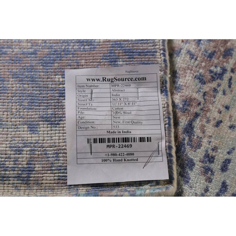 All-Over Abstract Contemporary Area Rug Handmade Wool Carpet - 8'11"x 11'11"