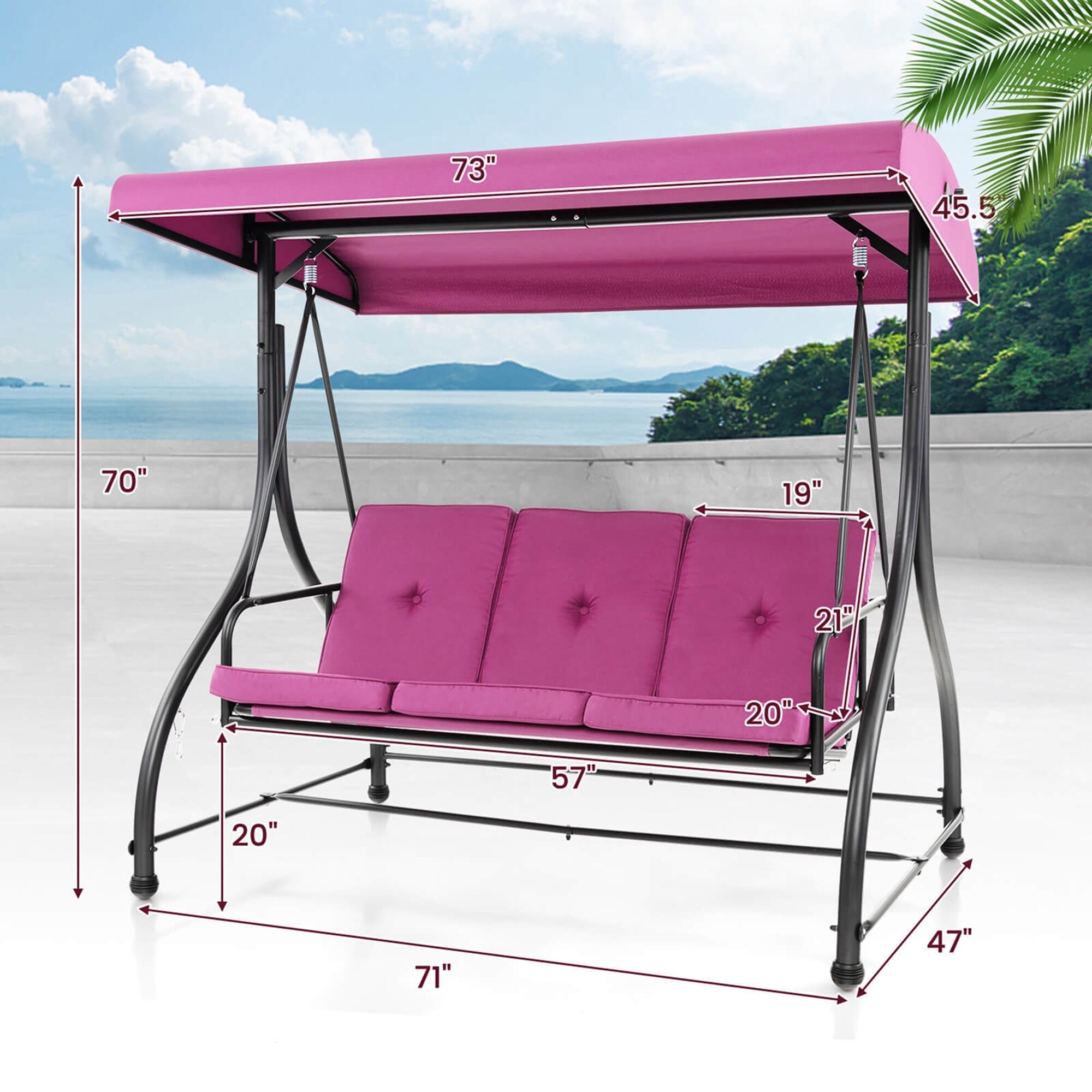 Costway 3 Seat Outdoor Converting Patio Swing Glider Adjustable Canopy See Details Bed Bath Beyond 38943095