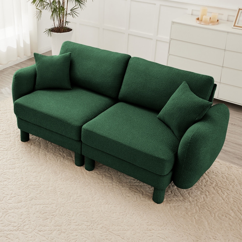2-Seater Loveseat Sofa Couch with Shell-shaped Armrests, Chaise Lounge Sofa with Cylindrical Legs Wrapped