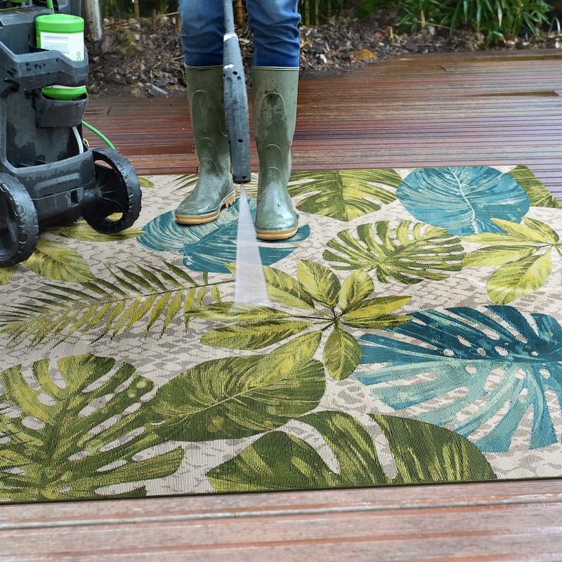 World Rug Gallery Contemporary Tropical Floral Indoor/Outdoor Area Rug