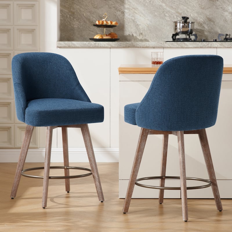 26" Counter Height Swivel Bar Stool, Upholstered Counter Stools - 39.37" (H) x 22.44" (D) x 21.65" (W)