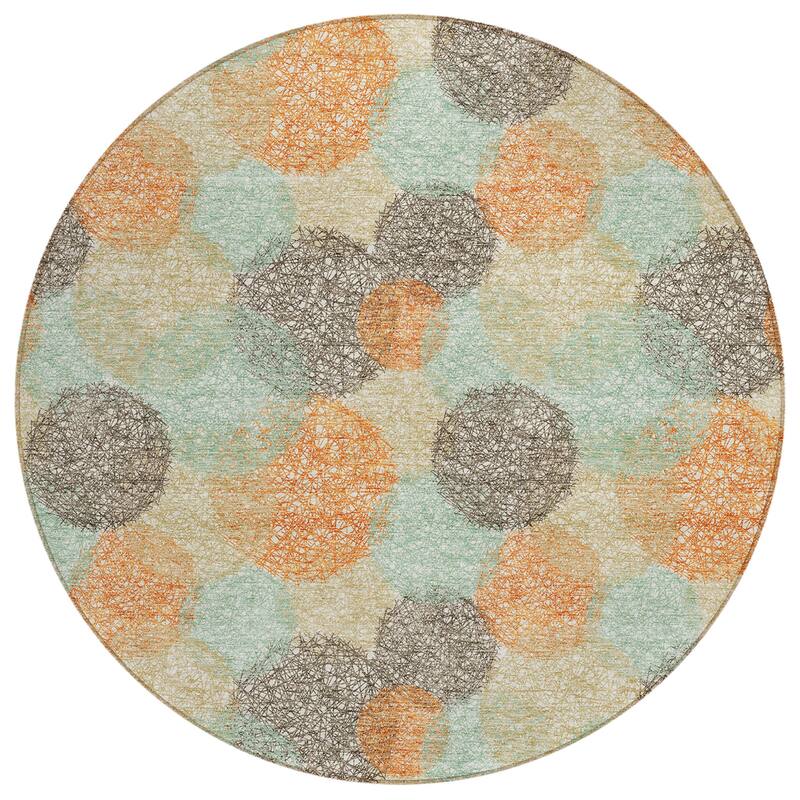 Machine Washable Indoor/ Outdoor Boho Sphere Chantille Rug