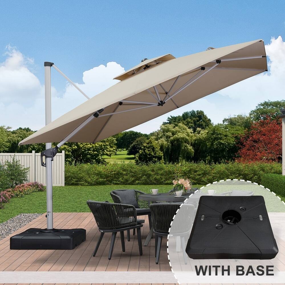 PURPLE LEAF 11ft Square Patio Cantilever Umbrella with Base