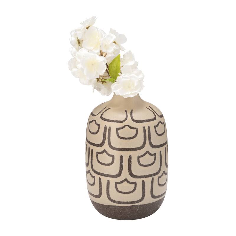 Sagebrook Home 10" Ceramic Vase Contemporary Decorative Vase Creative Abstract Design Table Decor