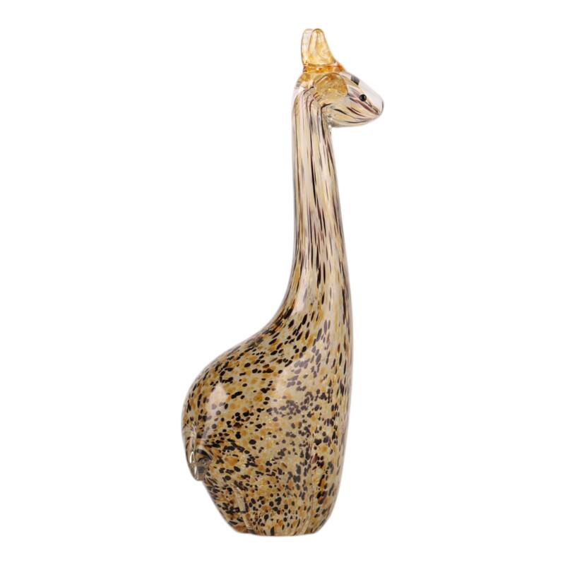 Handcrafted Glass Giraffe Sculpture with Sleek Modern Design - 4" x 2" x 10"