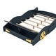 preview thumbnail 7 of 7, Full Size Race Car-Shaped Platform Kids Bed Frame with Wheels and Storage for Bedroom, No Box Spring Required, Dark Blue+Yellow
