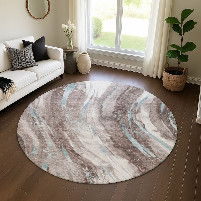 Premium Washable Super Soft Modern Contemporary Mayfield Rug - Taupe - 8' x 8'