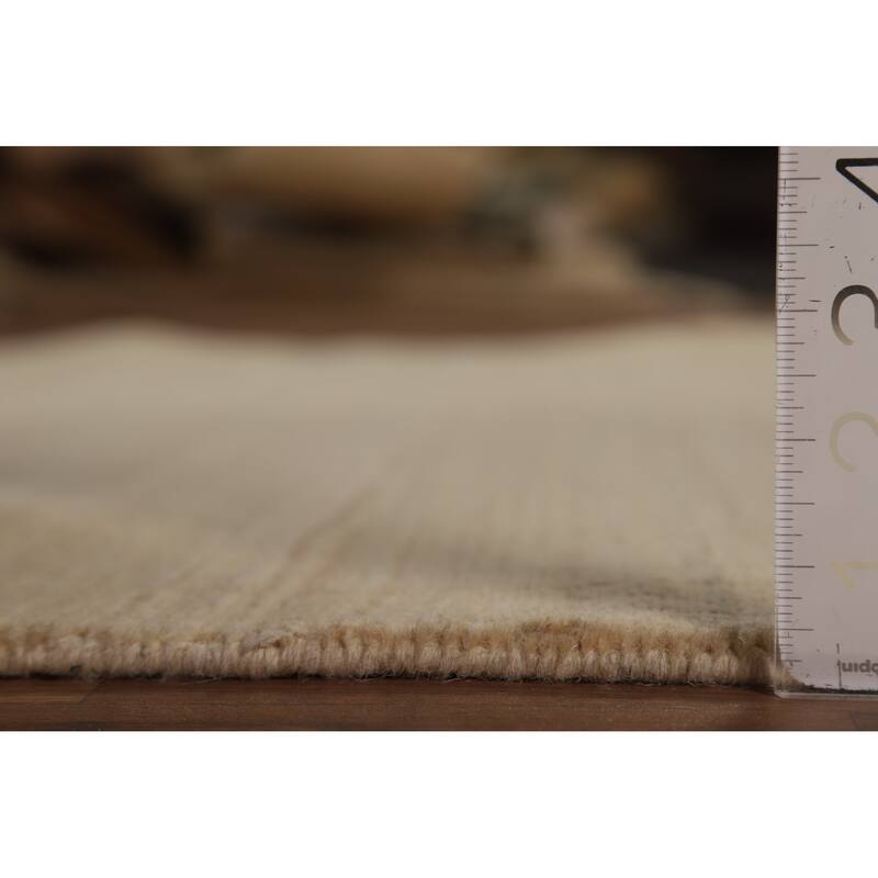 Solid Modern Gabbeh Oriental Area Rug Handmade Yellow Wool Carpet - 4'10" x 6'5"