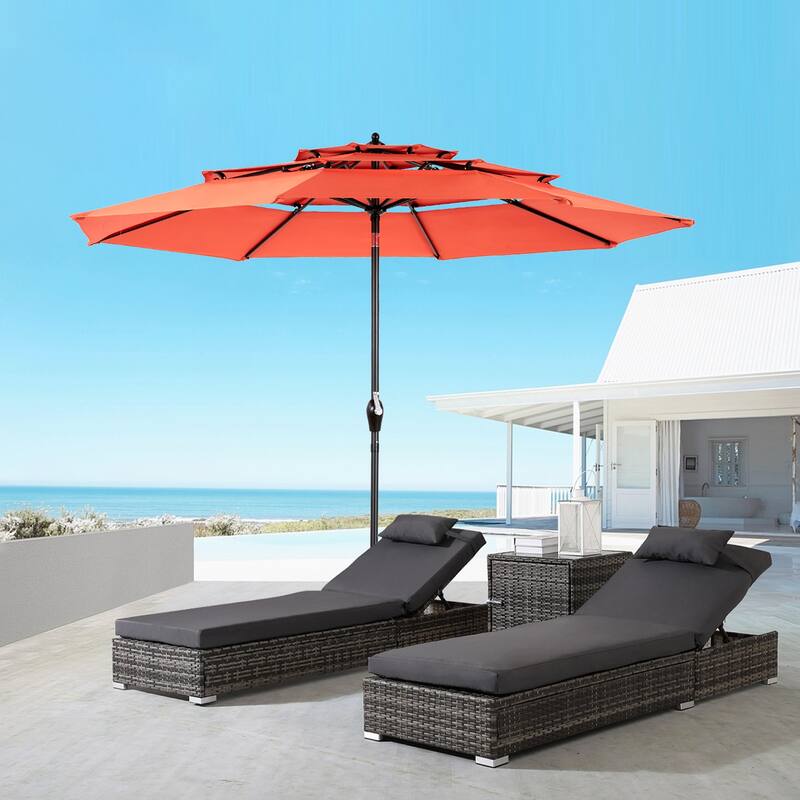Topcraft 10ft Aluminum 3 Tier Tiltable Market Umbrella
