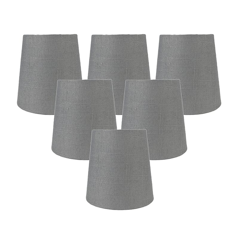 Meriville Linen Clip On Chandelier Lamp Shades, 3.5-inch by 4.5-inch by 4.5-inch - Set of 6 - Graphite