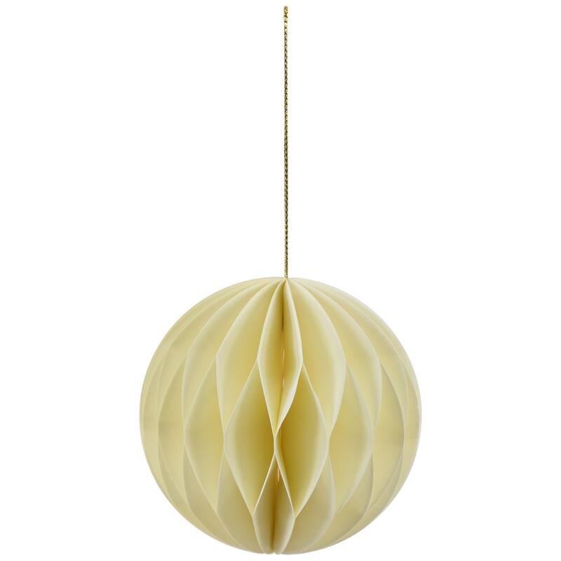 Foldable Paper Honeycomb Christmas Finial Ornaments - 4" - Cream - Set of 4