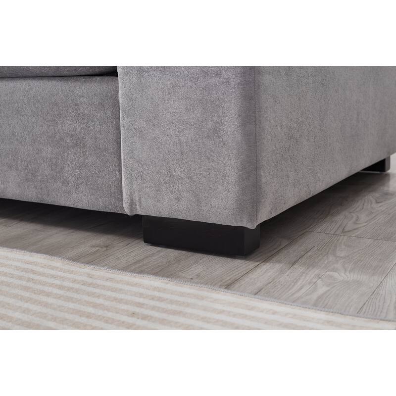 U-Shaped Sectional Sofa with Movable Ottomans, Comfy Corduroy Deep Seat Sofa, Large 4 Seat Sofa with Storage Armrests