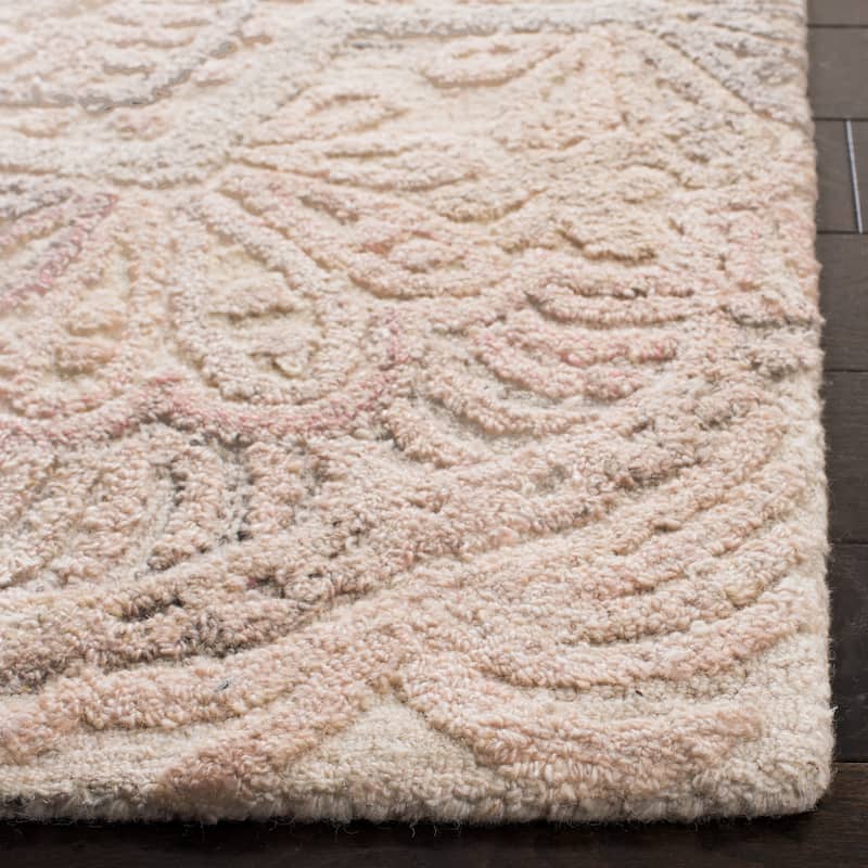 SAFAVIEH Handmade Marquee Genta Modern Medallion Wool Rug - 2'3" x 12' Runner - Beige/Ivory - Runner