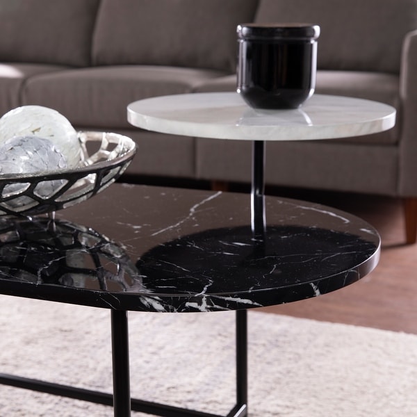 Silver orchid henderson faux stone shop round coffee table