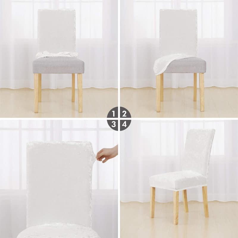 Deconovo Velvet Stretch Polyester Chair Slipcovers, Set of 4