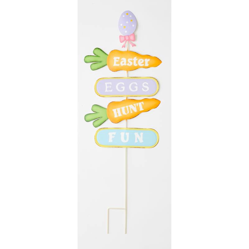 36" Metal Easter Carrots Sign with Directions Garden Stake