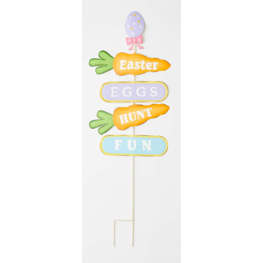 36" Metal Easter Carrots Sign with Directions Garden Stake